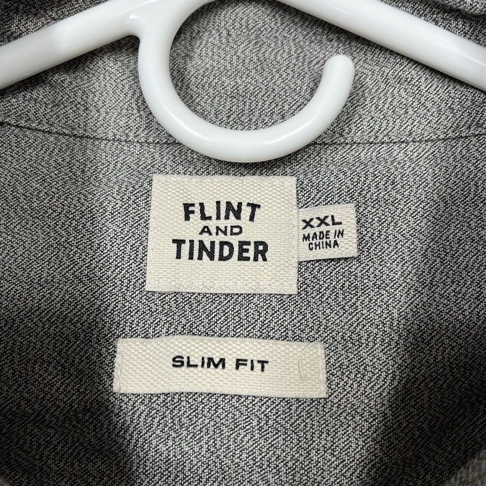 Flint and Tinder Selvedge Architect Shirt Mens 2XL Gray Japanese Slub Denim Slim - Picture 9 of 15